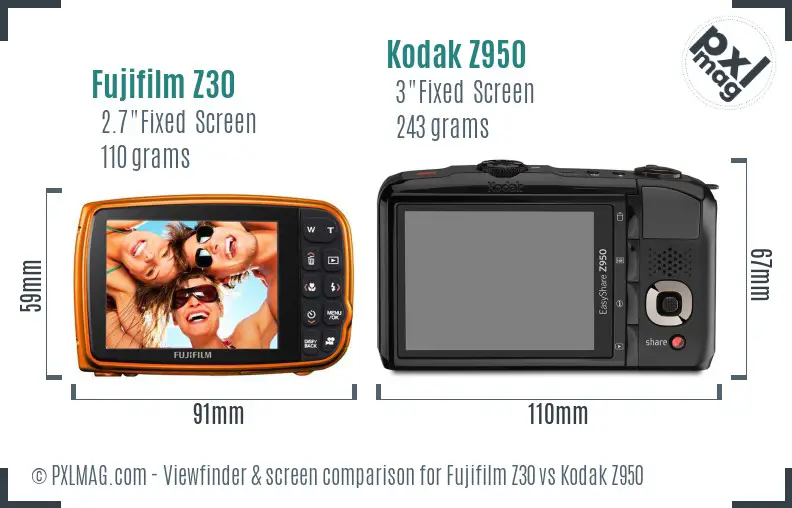 Fujifilm Z30 vs Kodak Z950 Screen and Viewfinder comparison Fujifilm Z30 vs Kodak Z950 Screen and Viewfinder comparison