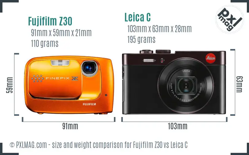 Fujifilm Z30 vs Leica C size comparison