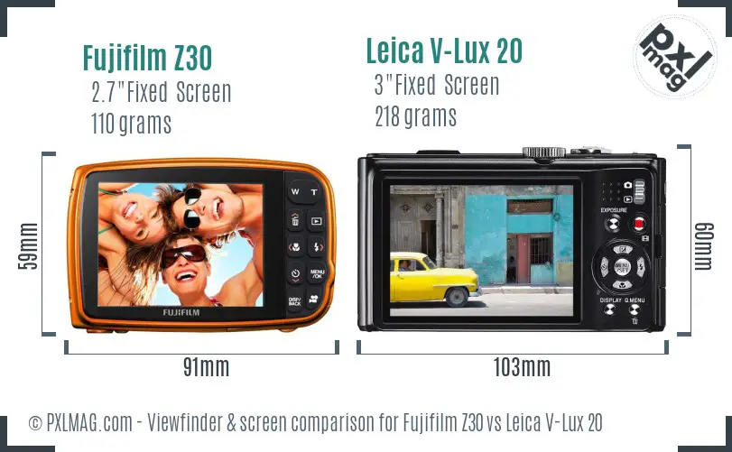 Fujifilm Z30 vs Leica V-Lux 20 Screen and Viewfinder comparison Fujifilm Z30 vs Leica V-Lux 20 Screen and Viewfinder comparison
