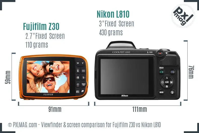 Fujifilm Z30 vs Nikon L810 Screen and Viewfinder comparison Fujifilm Z30 vs Nikon L810 Screen and Viewfinder comparison