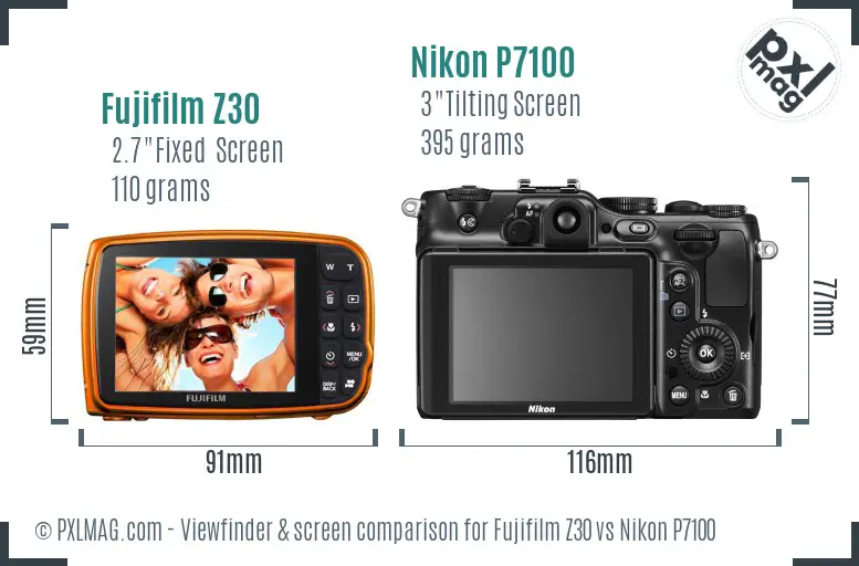 Fujifilm Z30 vs Nikon P7100 Screen and Viewfinder comparison Fujifilm Z30 vs Nikon P7100 Screen and Viewfinder comparison