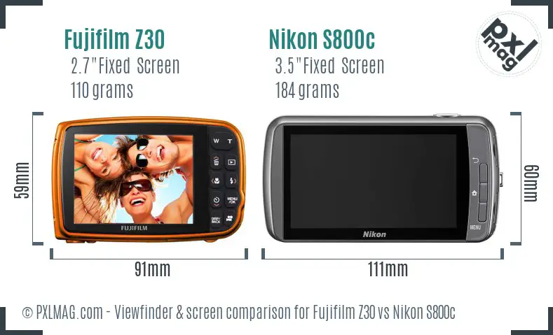 Fujifilm Z30 vs Nikon S800c Screen and Viewfinder comparison Fujifilm Z30 vs Nikon S800c Screen and Viewfinder comparison
