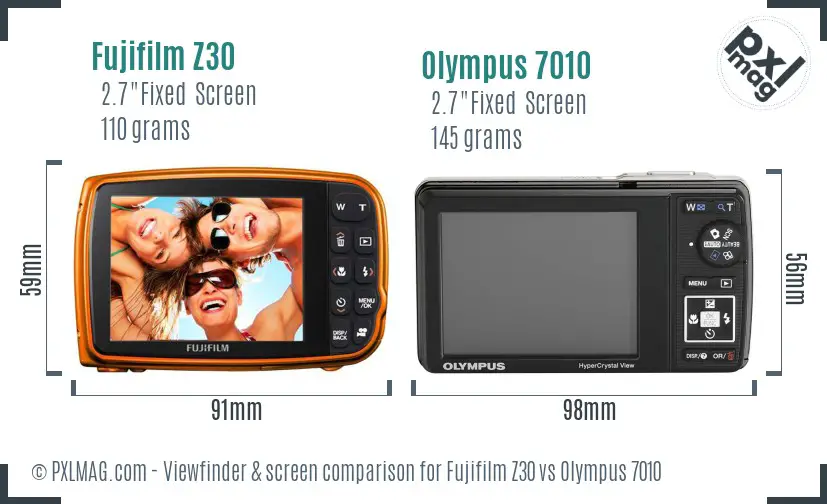 Fujifilm Z30 vs Olympus 7010 Screen and Viewfinder comparison Fujifilm Z30 vs Olympus 7010 Screen and Viewfinder comparison