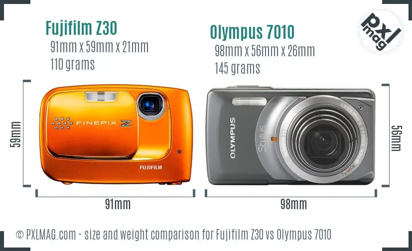 Fujifilm Z30 vs Olympus 7010 size comparison Fujifilm Z30 vs Olympus 7010 size comparison