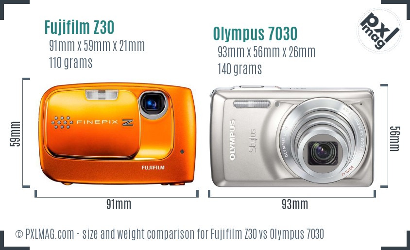 Fujifilm Z30 vs Olympus 7030 size comparison Fujifilm Z30 vs Olympus 7030 size comparison
