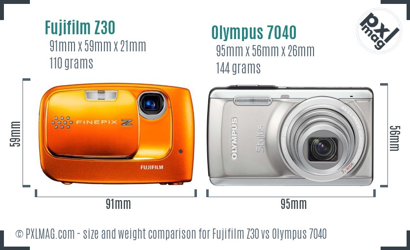 Fujifilm Z30 vs Olympus 7040 size comparison Fujifilm Z30 vs Olympus 7040 size comparison