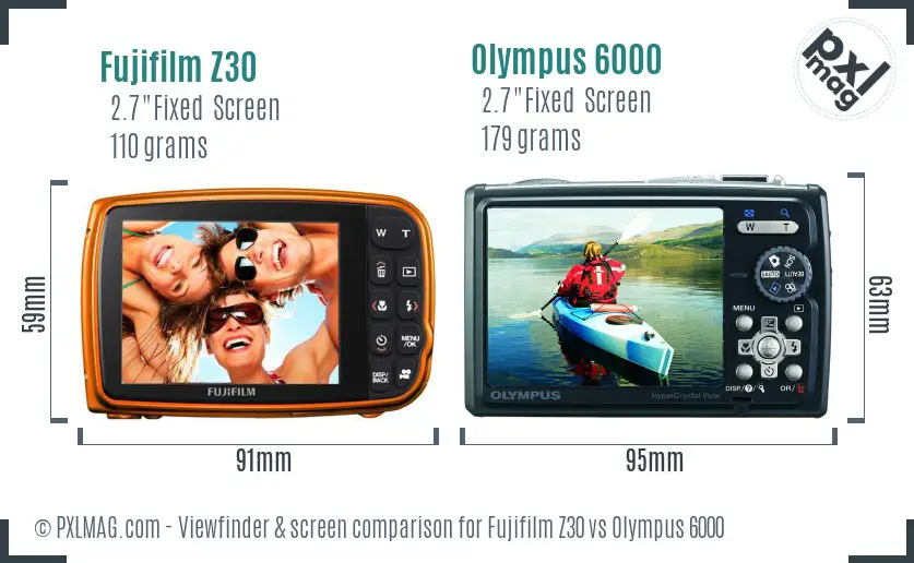 Fujifilm Z30 vs Olympus 6000 Screen and Viewfinder comparison Fujifilm Z30 vs Olympus 6000 Screen and Viewfinder comparison
