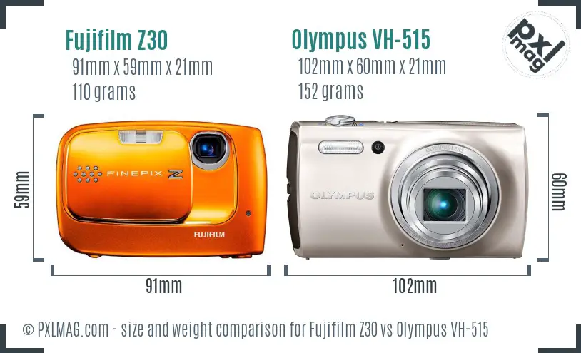 Fujifilm Z30 vs Olympus VH-515 size comparison