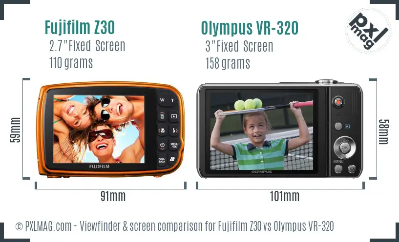 Fujifilm Z30 vs Olympus VR-320 Screen and Viewfinder comparison