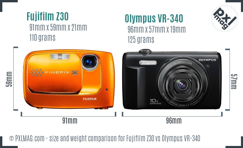 Fujifilm Z30 vs Olympus VR-340 size comparison Fujifilm Z30 vs Olympus VR-340 size comparison