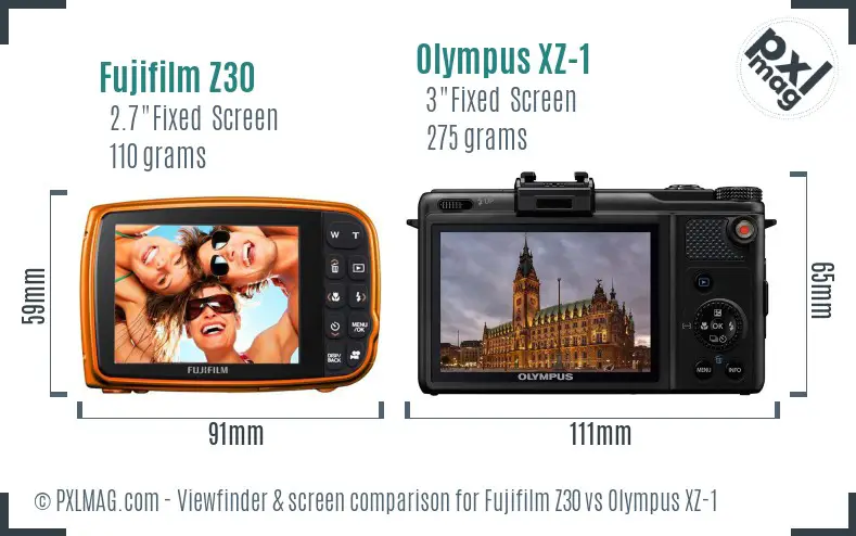 Fujifilm Z30 vs Olympus XZ-1 Screen and Viewfinder comparison Fujifilm Z30 vs Olympus XZ-1 Screen and Viewfinder comparison