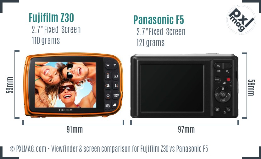 Fujifilm Z30 vs Panasonic F5 Screen and Viewfinder comparison