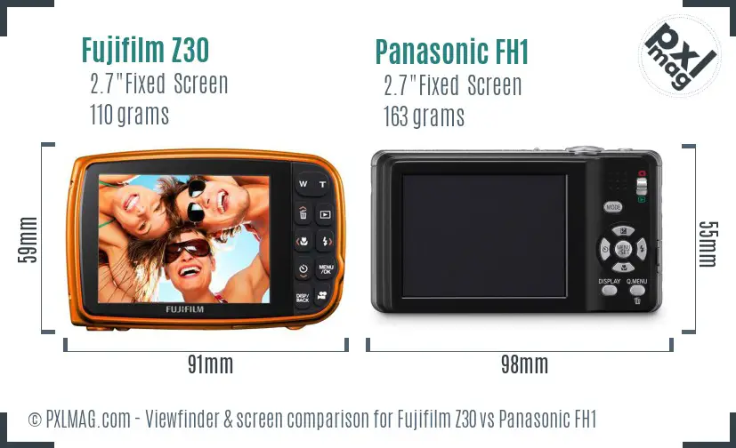 Fujifilm Z30 vs Panasonic FH1 Screen and Viewfinder comparison