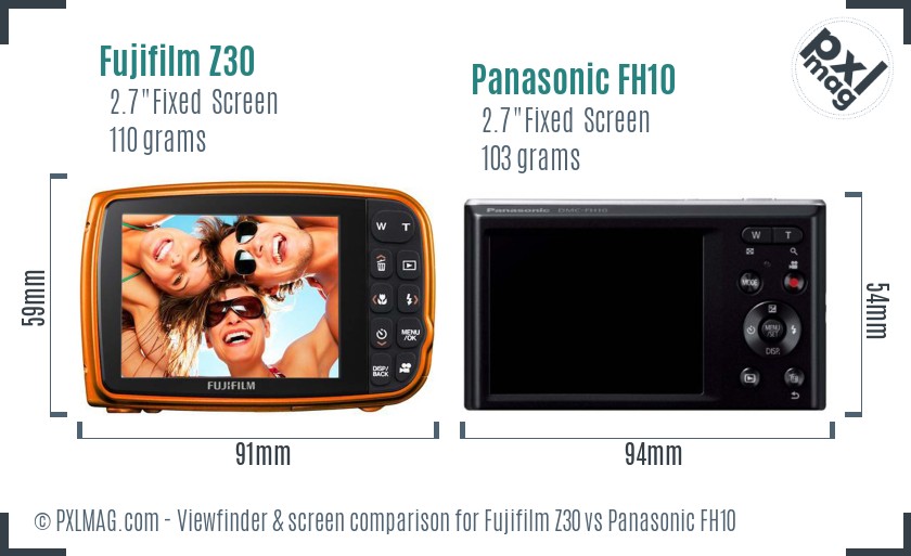 Fujifilm Z30 vs Panasonic FH10 Screen and Viewfinder comparison