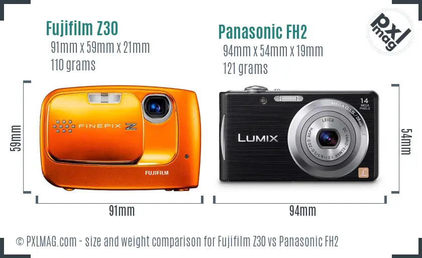 Fujifilm Z30 vs Panasonic FH2 size comparison Fujifilm Z30 vs Panasonic FH2 size comparison