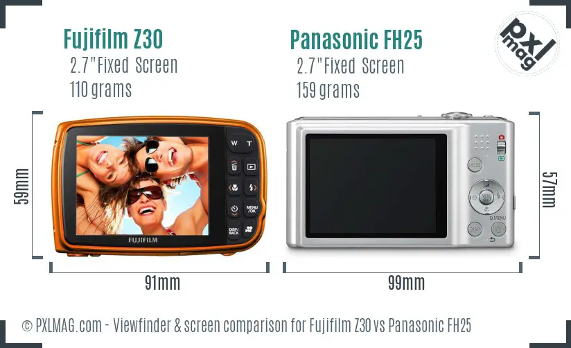 Fujifilm Z30 vs Panasonic FH25 Screen and Viewfinder comparison