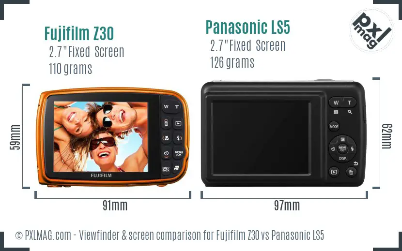 Fujifilm Z30 vs Panasonic LS5 Screen and Viewfinder comparison