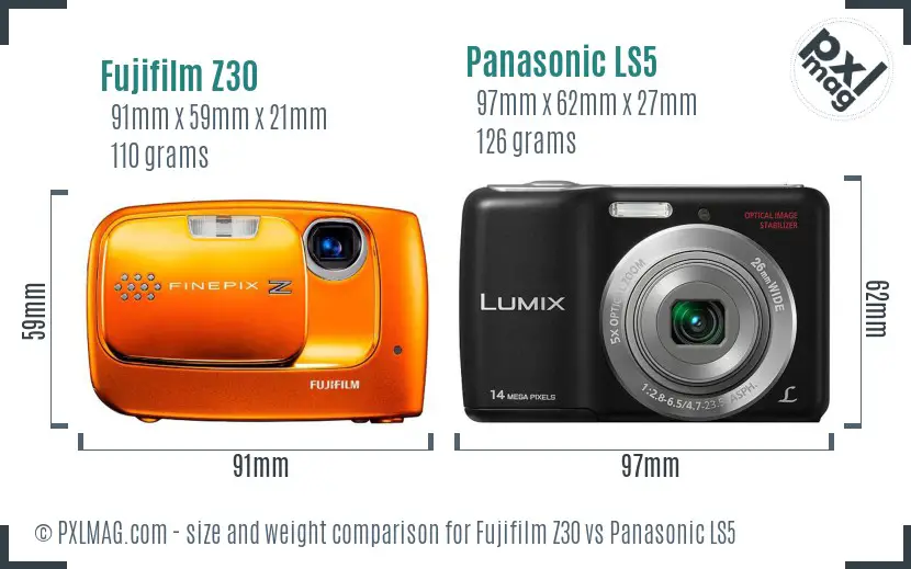 Fujifilm Z30 vs Panasonic LS5 size comparison