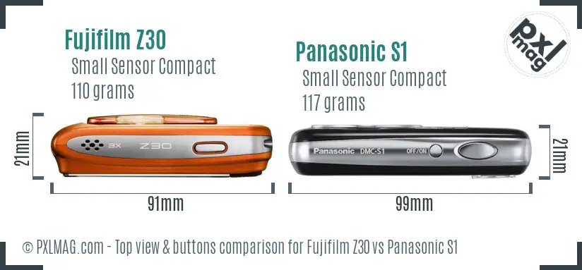 Fujifilm Z30 vs Panasonic S1 top view buttons comparison Fujifilm Z30 vs Panasonic S1 top view buttons comparison