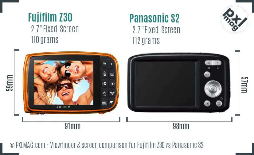 Fujifilm Z30 vs Panasonic S2 Screen and Viewfinder comparison