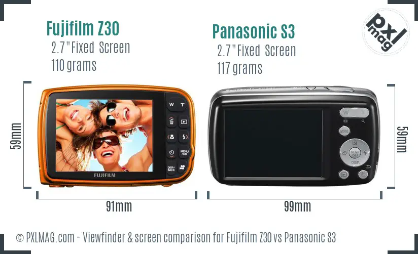Fujifilm Z30 vs Panasonic S3 Screen and Viewfinder comparison