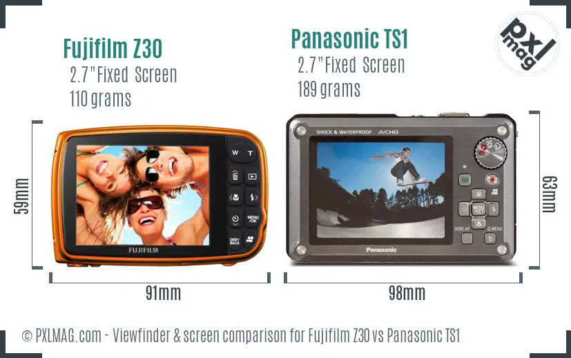 Fujifilm Z30 vs Panasonic TS1 Screen and Viewfinder comparison