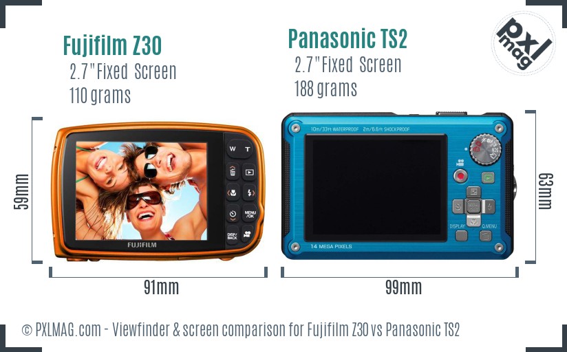 Fujifilm Z30 vs Panasonic TS2 Screen and Viewfinder comparison