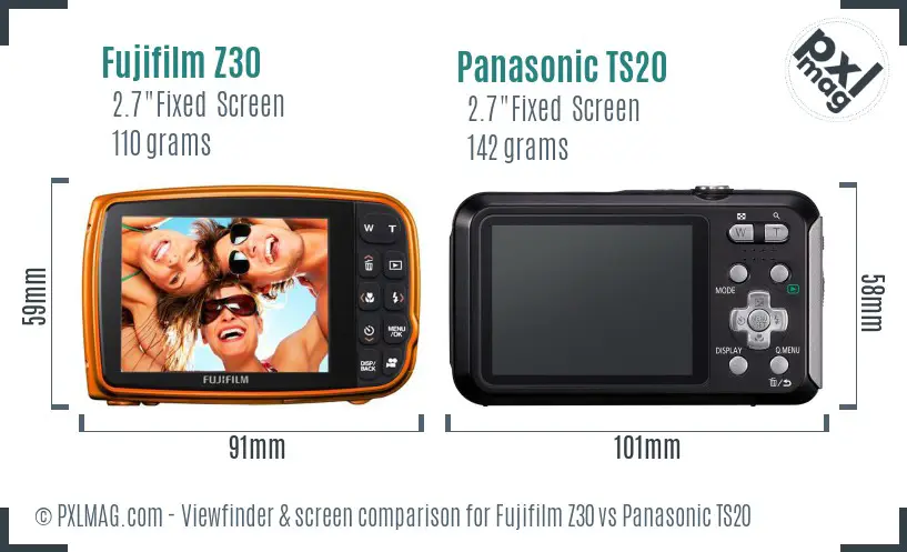 Fujifilm Z30 vs Panasonic TS20 Screen and Viewfinder comparison Fujifilm Z30 vs Panasonic TS20 Screen and Viewfinder comparison