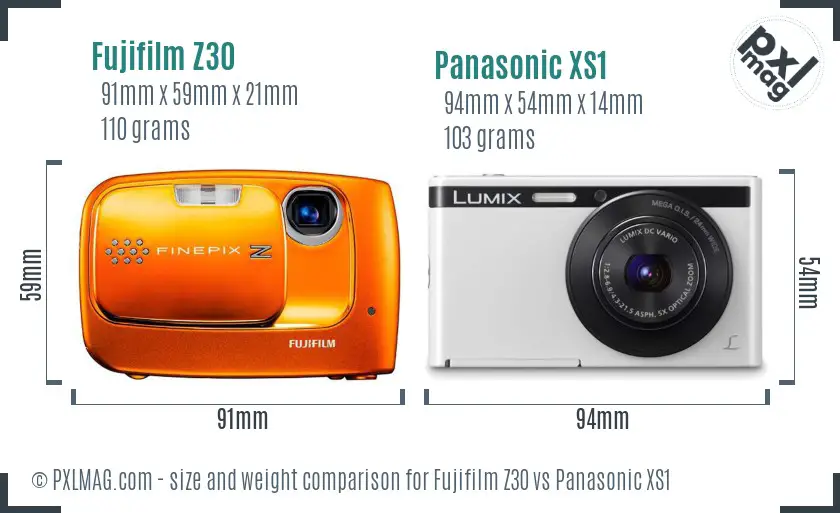 Fujifilm Z30 vs Panasonic XS1 size comparison Fujifilm Z30 vs Panasonic XS1 size comparison