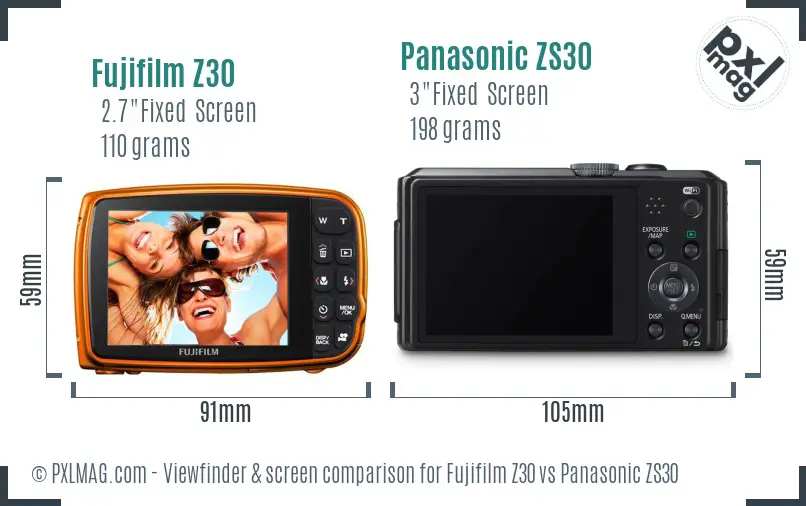 Fujifilm Z30 vs Panasonic ZS30 Screen and Viewfinder comparison Fujifilm Z30 vs Panasonic ZS30 Screen and Viewfinder comparison