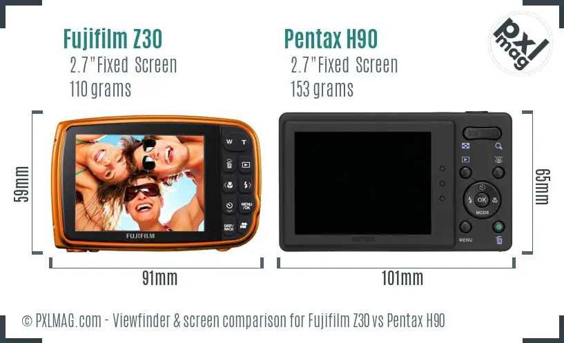 Fujifilm Z30 vs Pentax H90 Screen and Viewfinder comparison Fujifilm Z30 vs Pentax H90 Screen and Viewfinder comparison