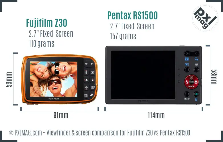 Fujifilm Z30 vs Pentax RS1500 Screen and Viewfinder comparison Fujifilm Z30 vs Pentax RS1500 Screen and Viewfinder comparison