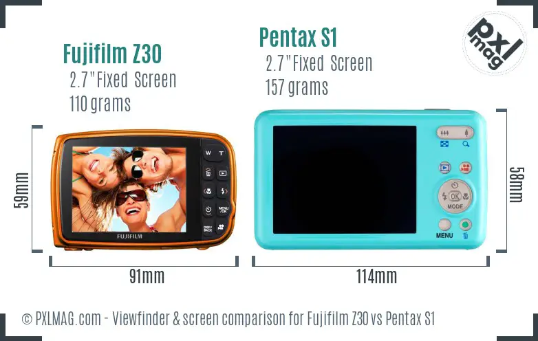 Fujifilm Z30 vs Pentax S1 Screen and Viewfinder comparison Fujifilm Z30 vs Pentax S1 Screen and Viewfinder comparison