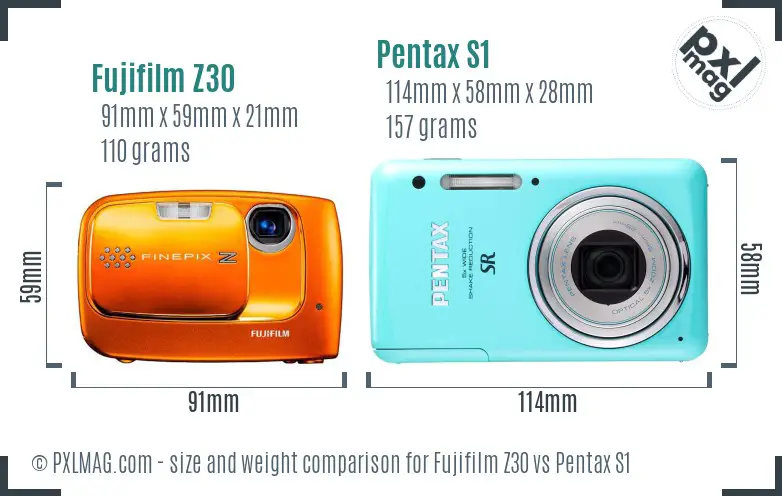 Fujifilm Z30 vs Pentax S1 size comparison Fujifilm Z30 vs Pentax S1 size comparison