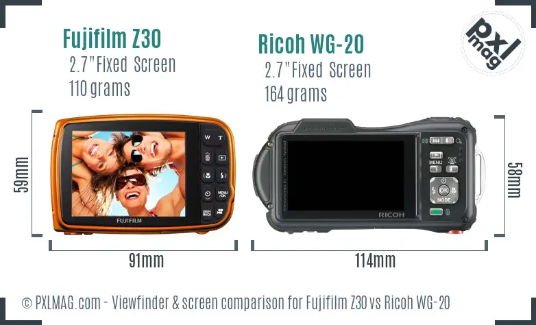 Fujifilm Z30 vs Ricoh WG-20 Screen and Viewfinder comparison Fujifilm Z30 vs Ricoh WG-20 Screen and Viewfinder comparison