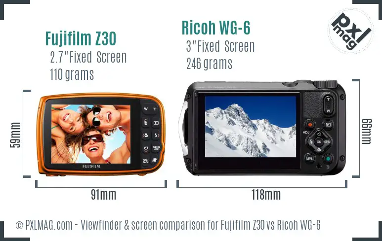 Fujifilm Z30 vs Ricoh WG-6 Screen and Viewfinder comparison Fujifilm Z30 vs Ricoh WG-6 Screen and Viewfinder comparison