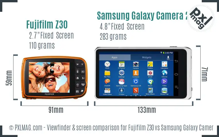 Fujifilm Z30 vs Samsung Galaxy Camera 2 Screen and Viewfinder comparison