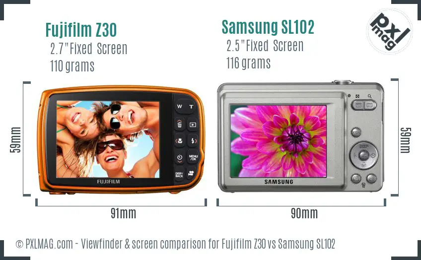 Fujifilm Z30 vs Samsung SL102 Screen and Viewfinder comparison Fujifilm Z30 vs Samsung SL102 Screen and Viewfinder comparison