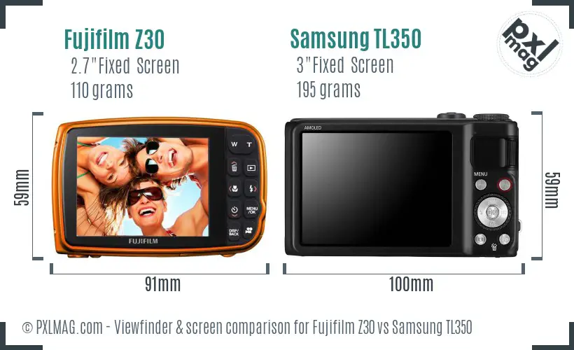 Fujifilm Z30 vs Samsung TL350 Screen and Viewfinder comparison Fujifilm Z30 vs Samsung TL350 Screen and Viewfinder comparison