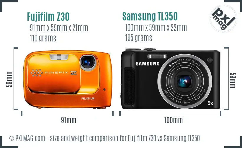 Fujifilm Z30 vs Samsung TL350 size comparison Fujifilm Z30 vs Samsung TL350 size comparison