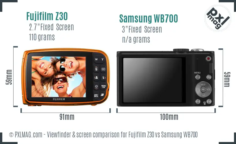 Fujifilm Z30 vs Samsung WB700 Screen and Viewfinder comparison
