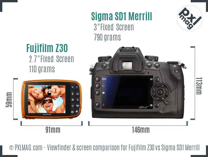Fujifilm Z30 vs Sigma SD1 Merrill Screen and Viewfinder comparison