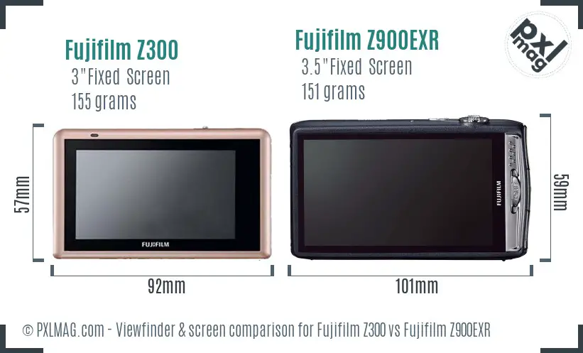 Fujifilm Z300 vs Fujifilm Z900EXR Screen and Viewfinder comparison