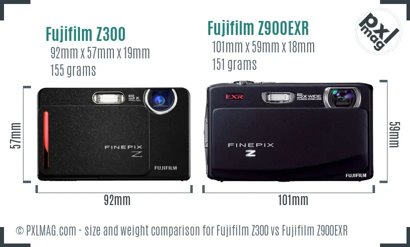 Fujifilm Z300 vs Fujifilm Z900EXR size comparison