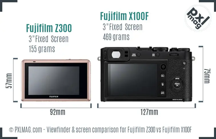 Fujifilm Z300 vs Fujifilm X100F Screen and Viewfinder comparison