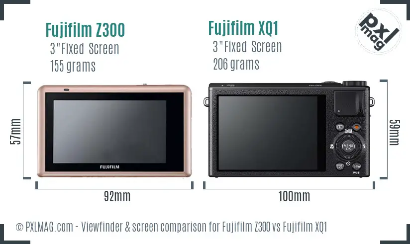 Fujifilm Z300 vs Fujifilm XQ1 Screen and Viewfinder comparison