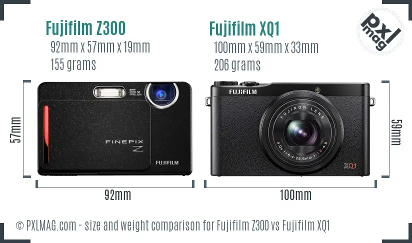 Fujifilm Z300 vs Fujifilm XQ1 size comparison