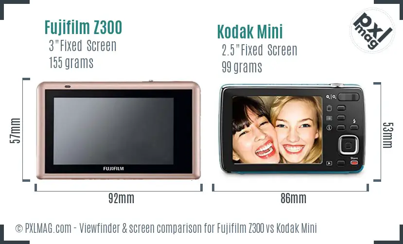 Fujifilm Z300 vs Kodak Mini Screen and Viewfinder comparison