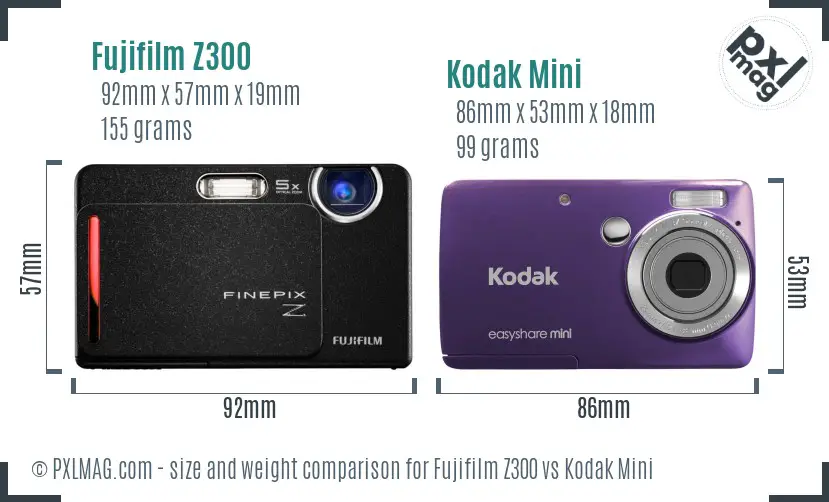 Fujifilm Z300 vs Kodak Mini size comparison