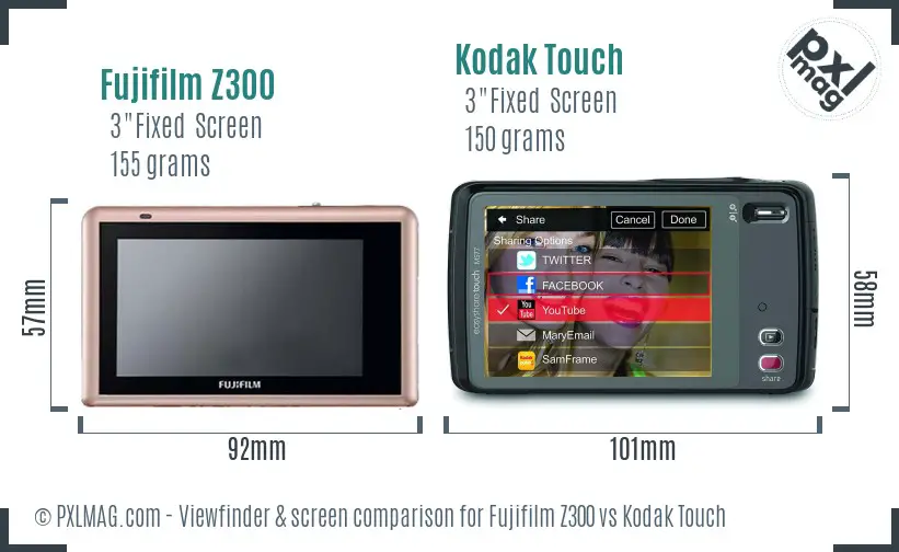 Fujifilm Z300 vs Kodak Touch Screen and Viewfinder comparison